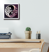 Wrapped canvas with contrasting sizzle and soothe theme.